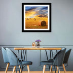 Sunset Over Hay Bales Wall Art