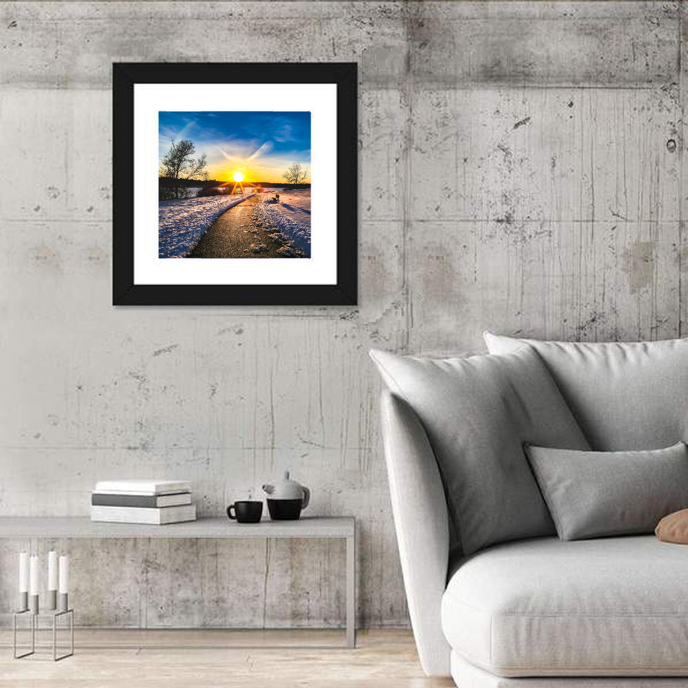 Lake Zorinsky Winter Sunrise Wall Art in a room, square