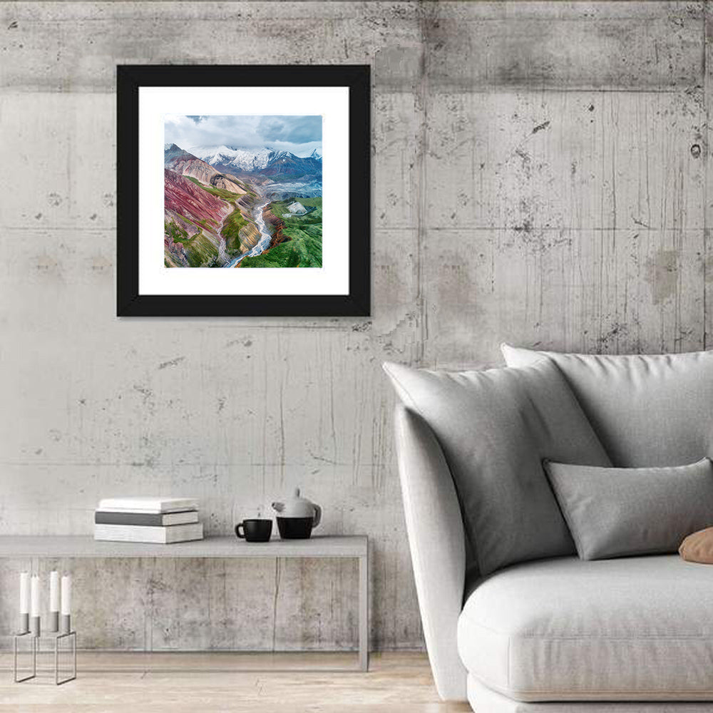 Mount Lenin Glacial Valley Wall Art in a room, square