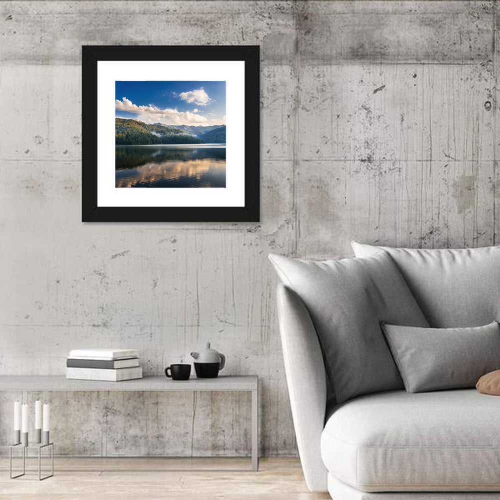 Golden Mist Mountain Lake Wall Art