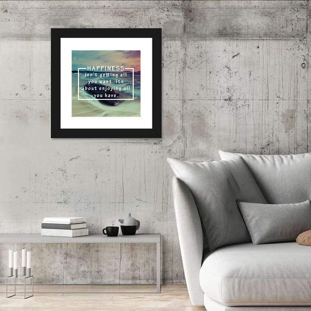 Happiness Quote on Sunset Beach Wall Art
