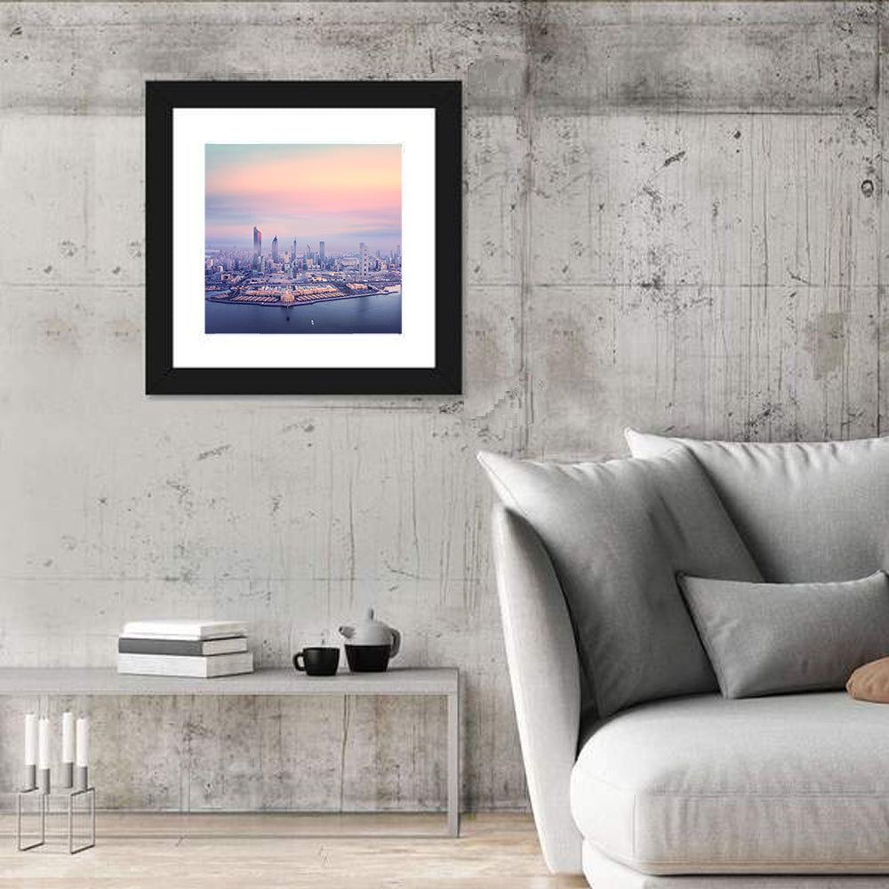 Kuwait City Twilight Skyline Wall Art