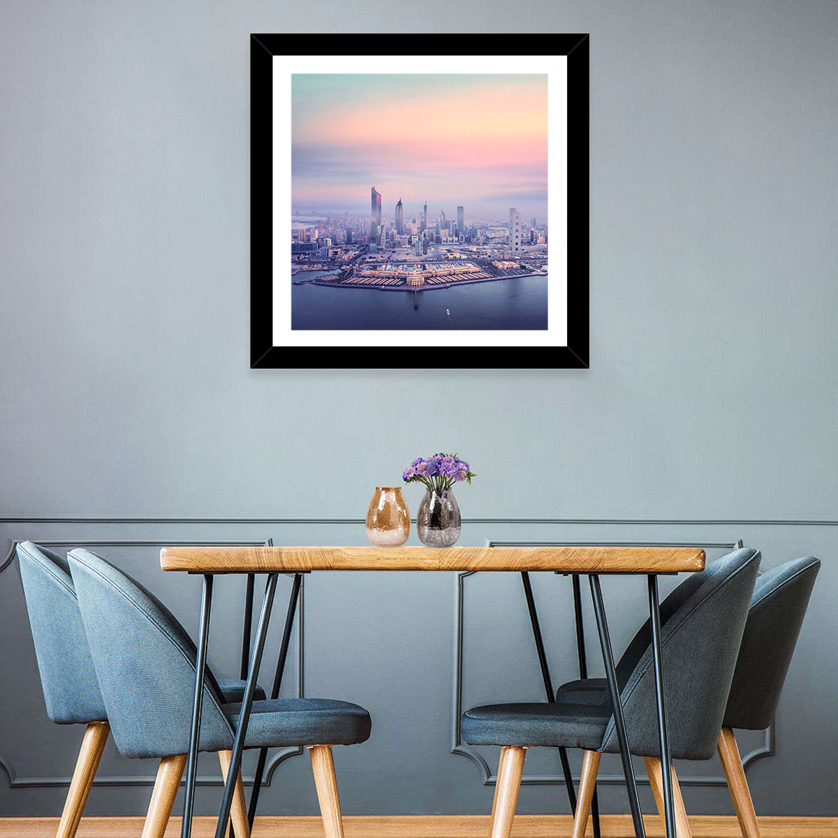 Foggy Kuwait Skyline Wall Art