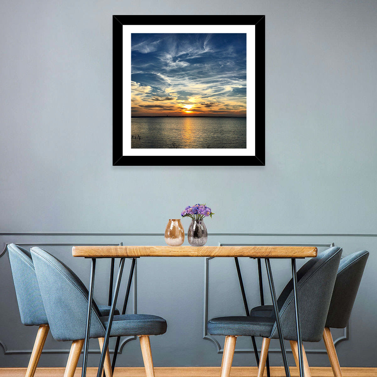 Texoma Lake Sunset Wall Art in a room, square