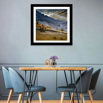 Mountains Village Landscape Wall Art
