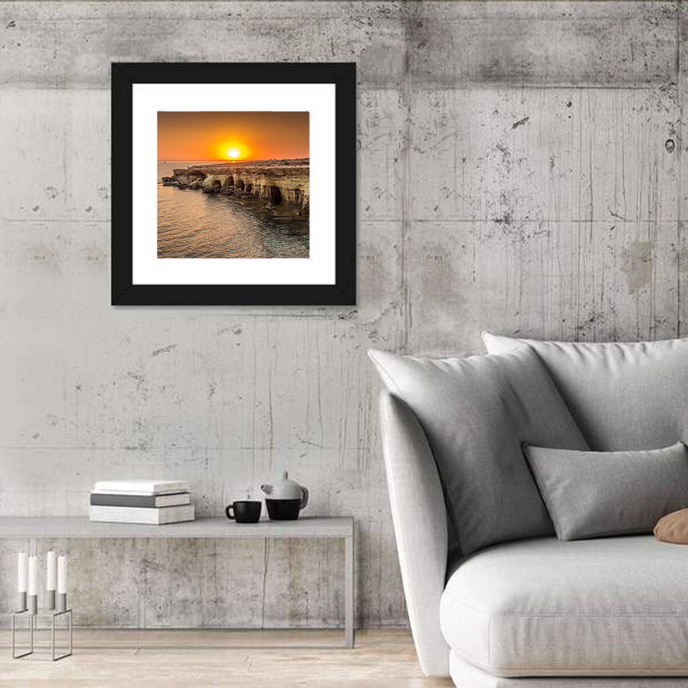 Sunset Over Sea Caves Wall Art