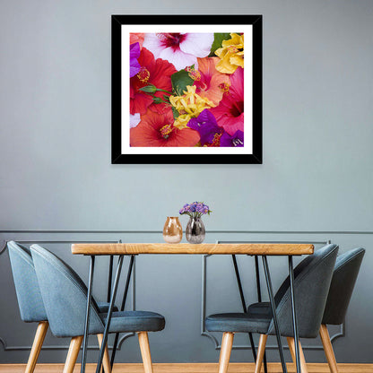 Bougainvillea And Hibiscus Flowers Wall Art