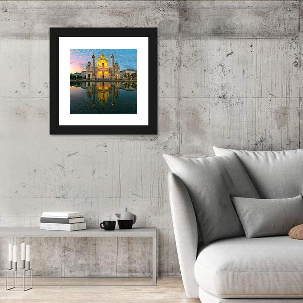 Karlskirche Golden Hour Reflection Wall Art