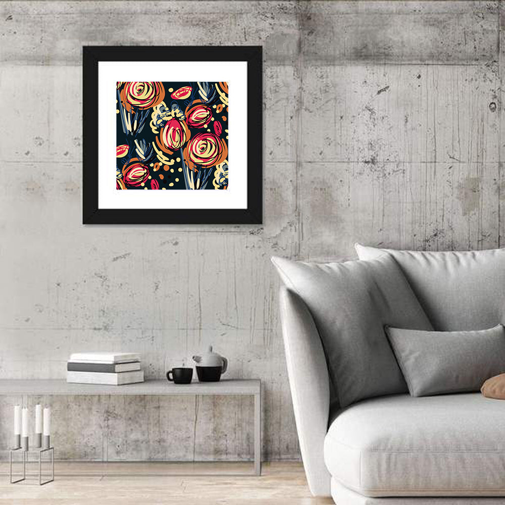 Colorful Scribbled Floral Pattern Wall Art