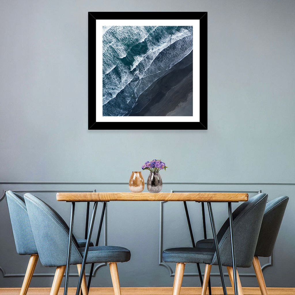 Volcanic Surf on Black Sand Wall Art