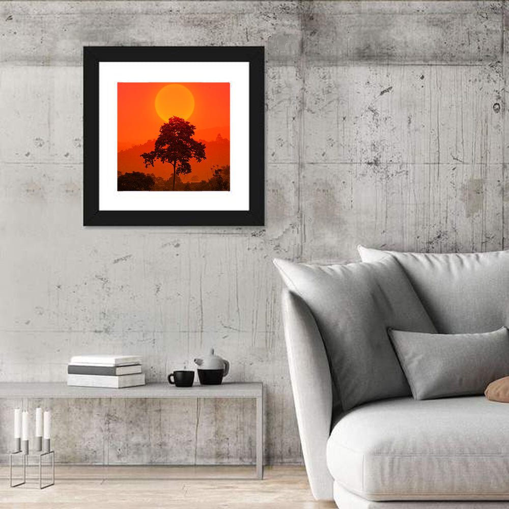 African Summer Sunset Wall Art in a room, square