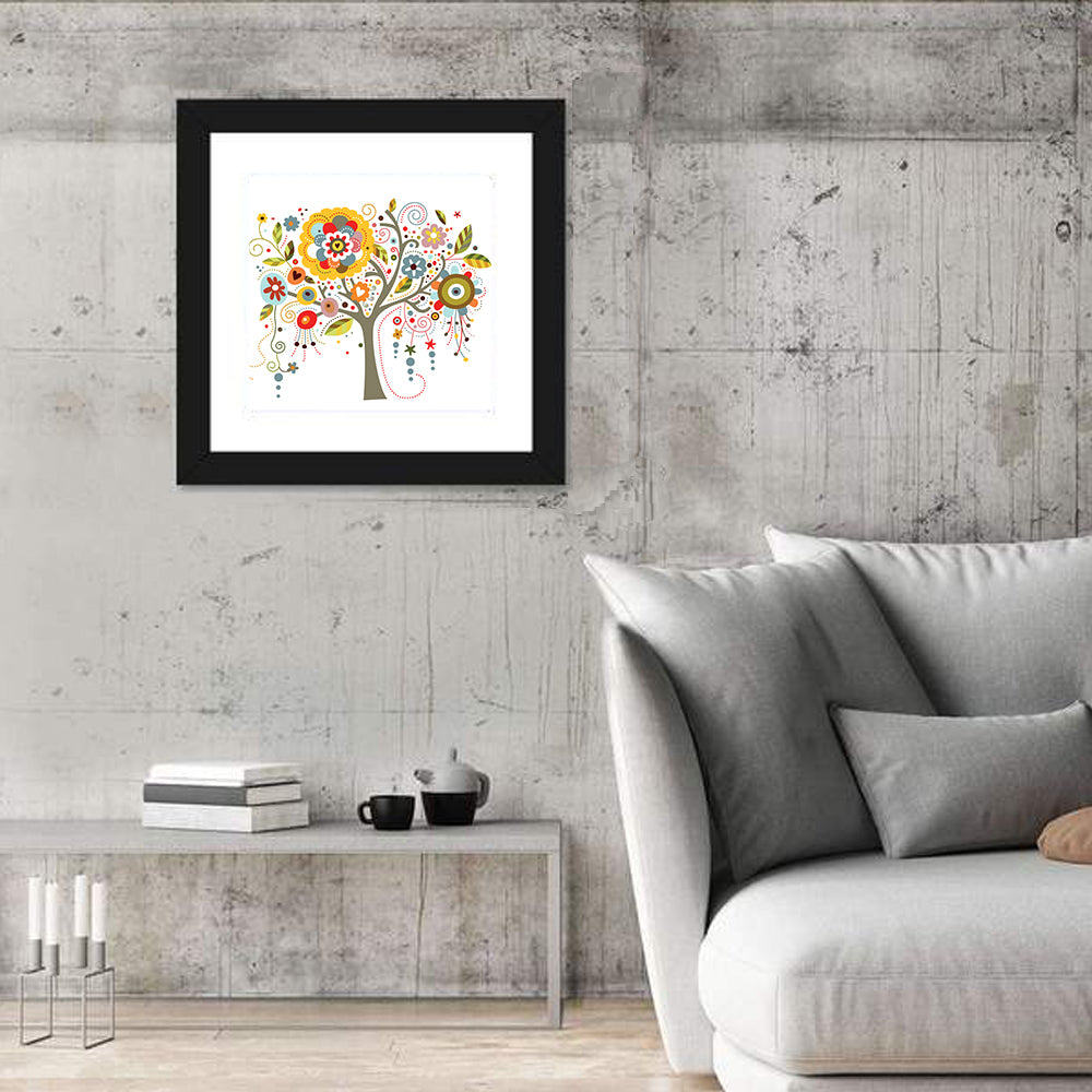 Whimsical Floral Tree Illustration Wall Art
