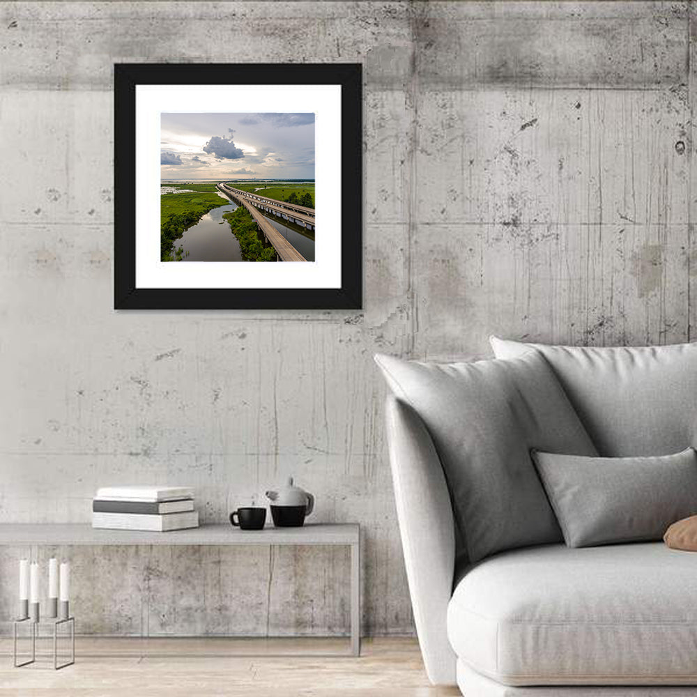 Interstate 10 Bridge Wall Art in a room, square