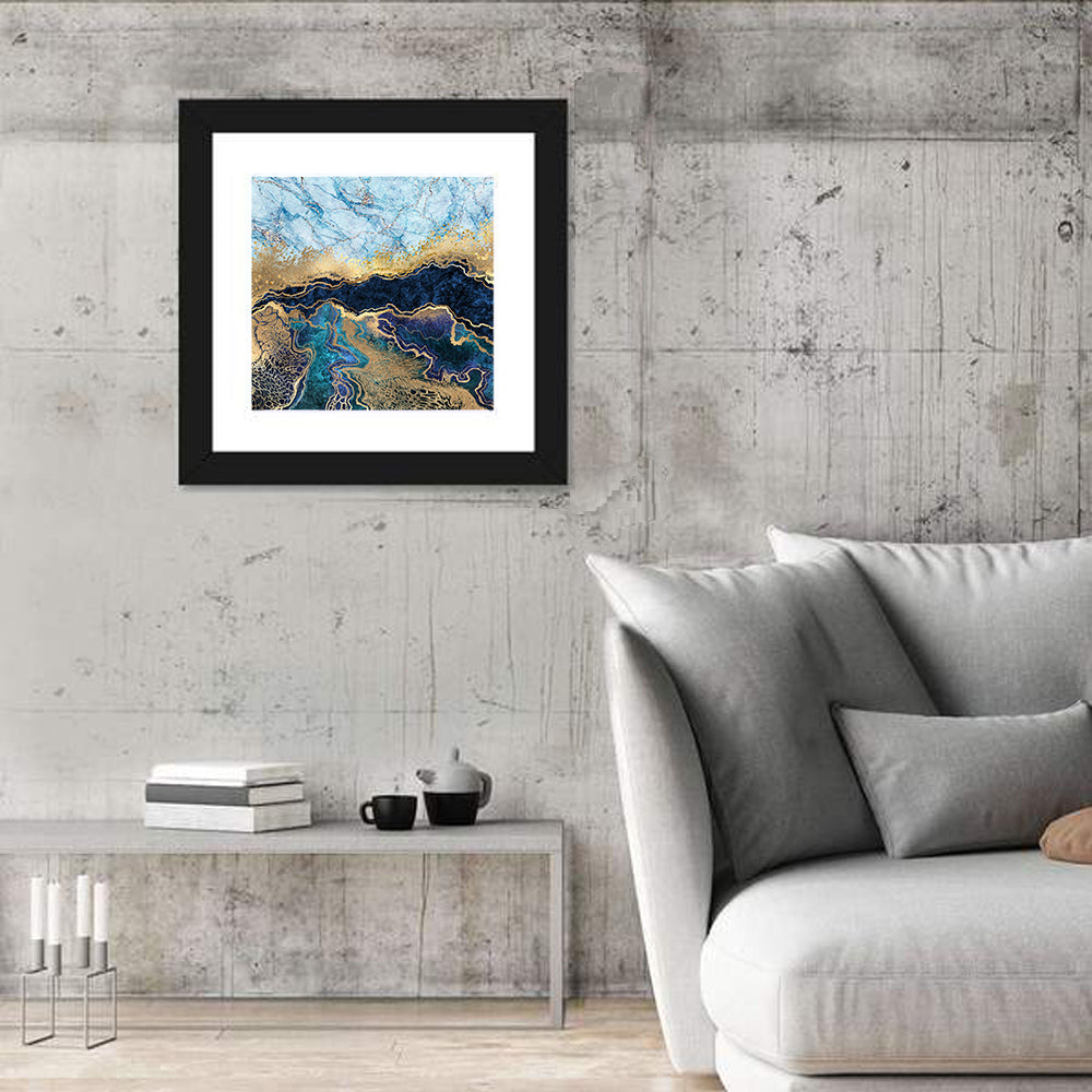 Blue Marble with Gold Veins Wall Art