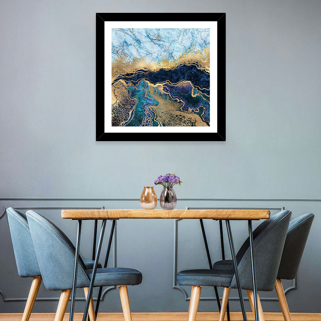 Blue Marble with Gold Veins Wall Art