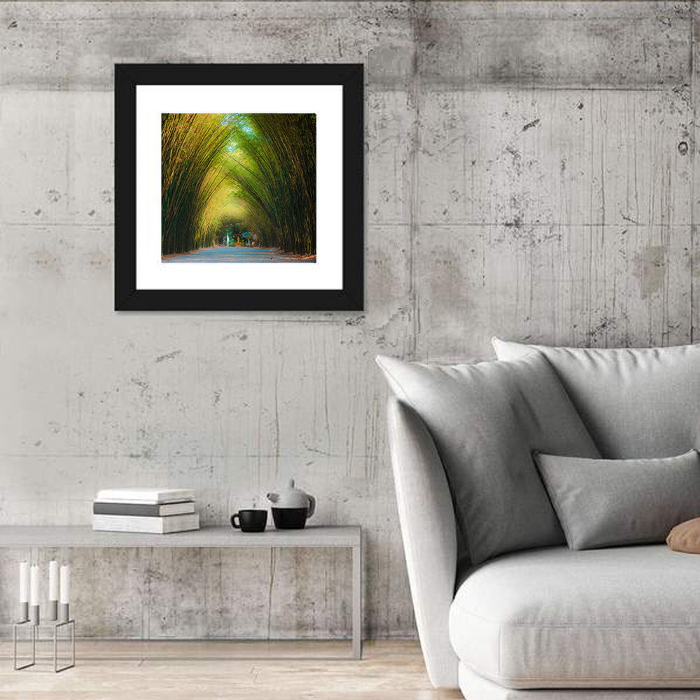 Arched Bamboo Tunnel Wall Art in a room, square