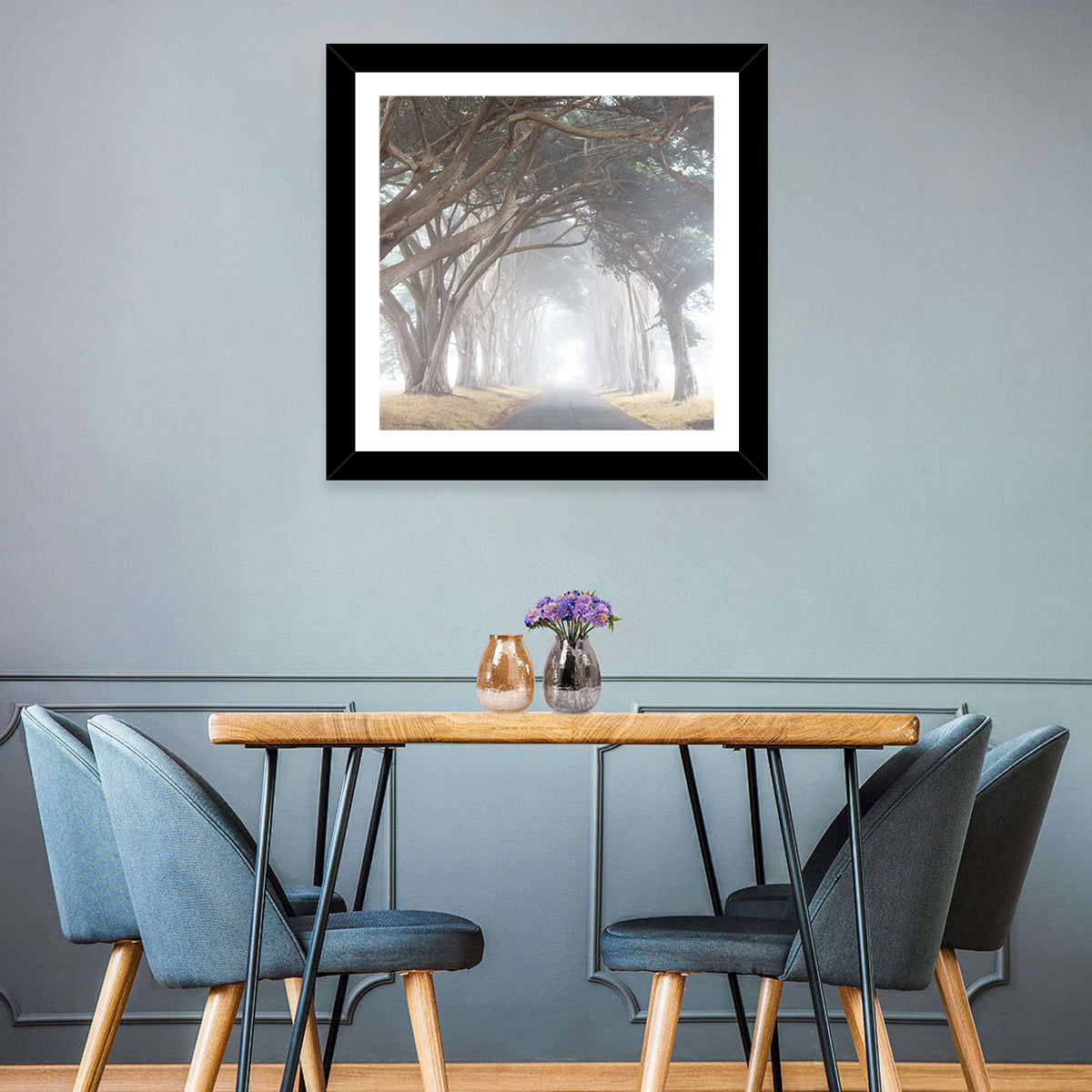 Misty Alley Trees Wall Art