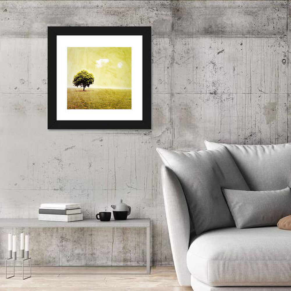 Grunge Tree in Meadow Wall Art