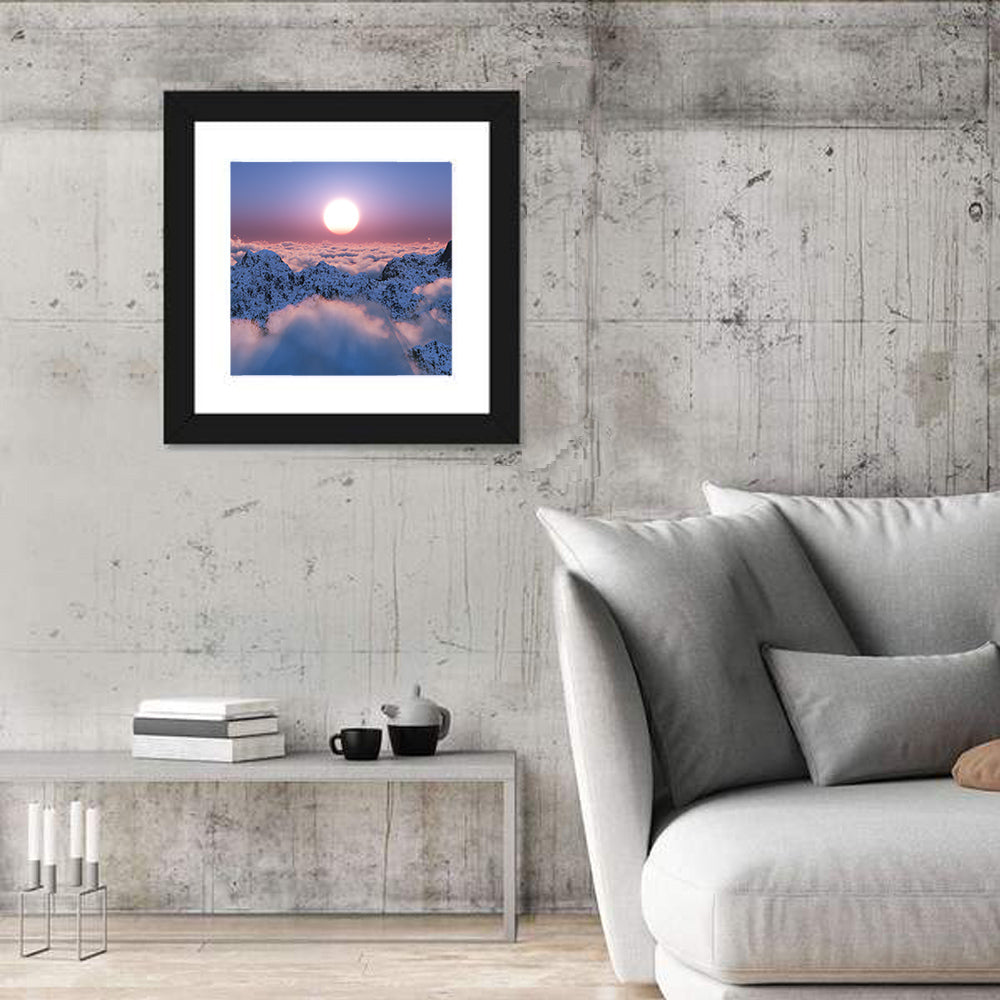Sunset Above Snowy Mountains Wall Art