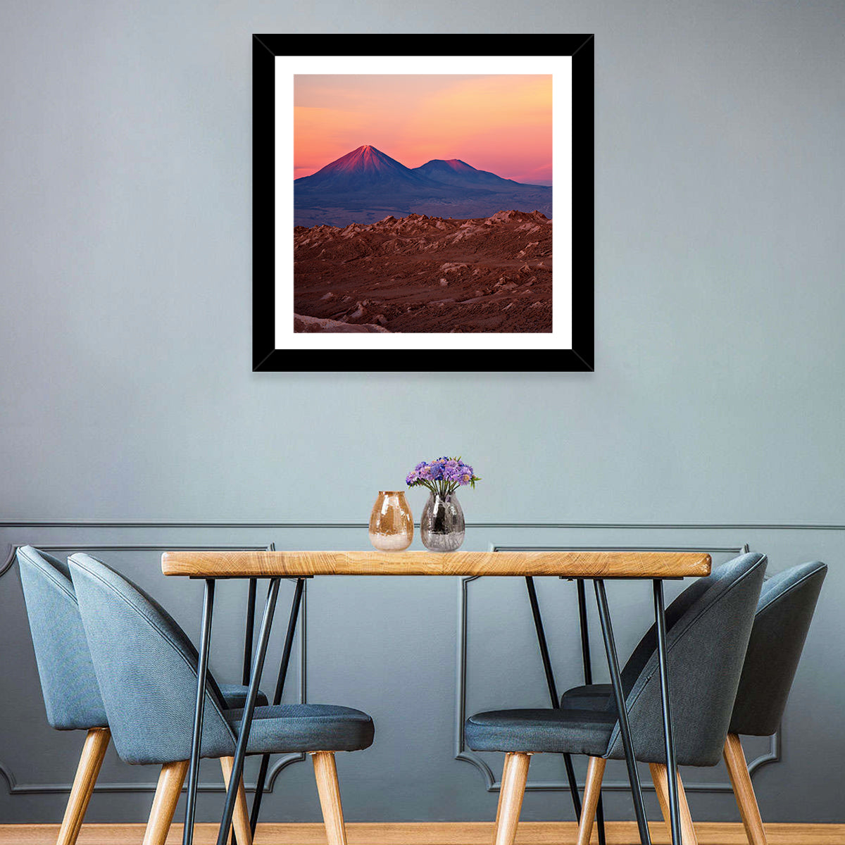 Valle De La Luna, Licancabur Volcano Wall Art in a room, square