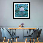 White Sailboat Reflection Wall Art