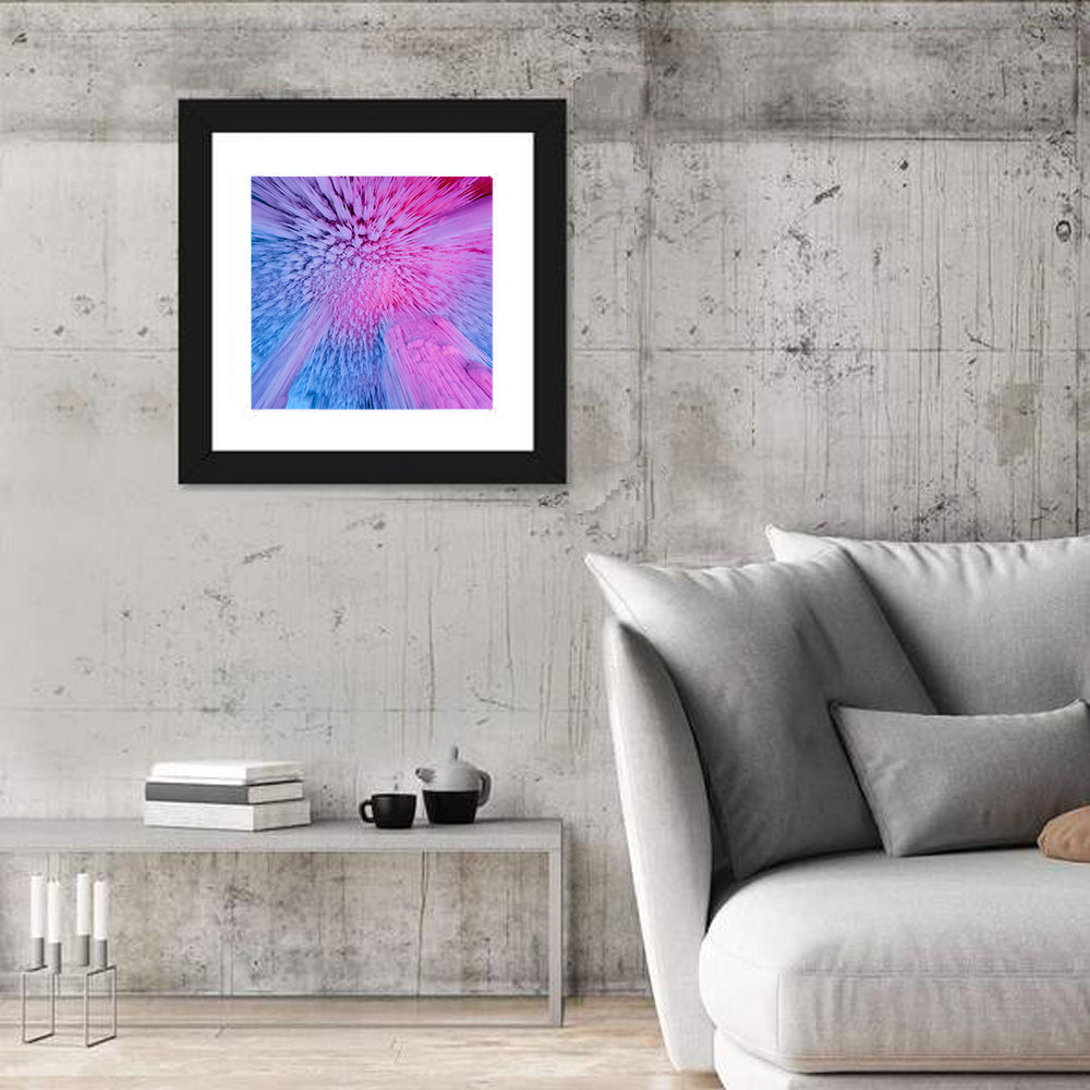 Ethereal Ice Cave Icicles Wall Art in a room, square