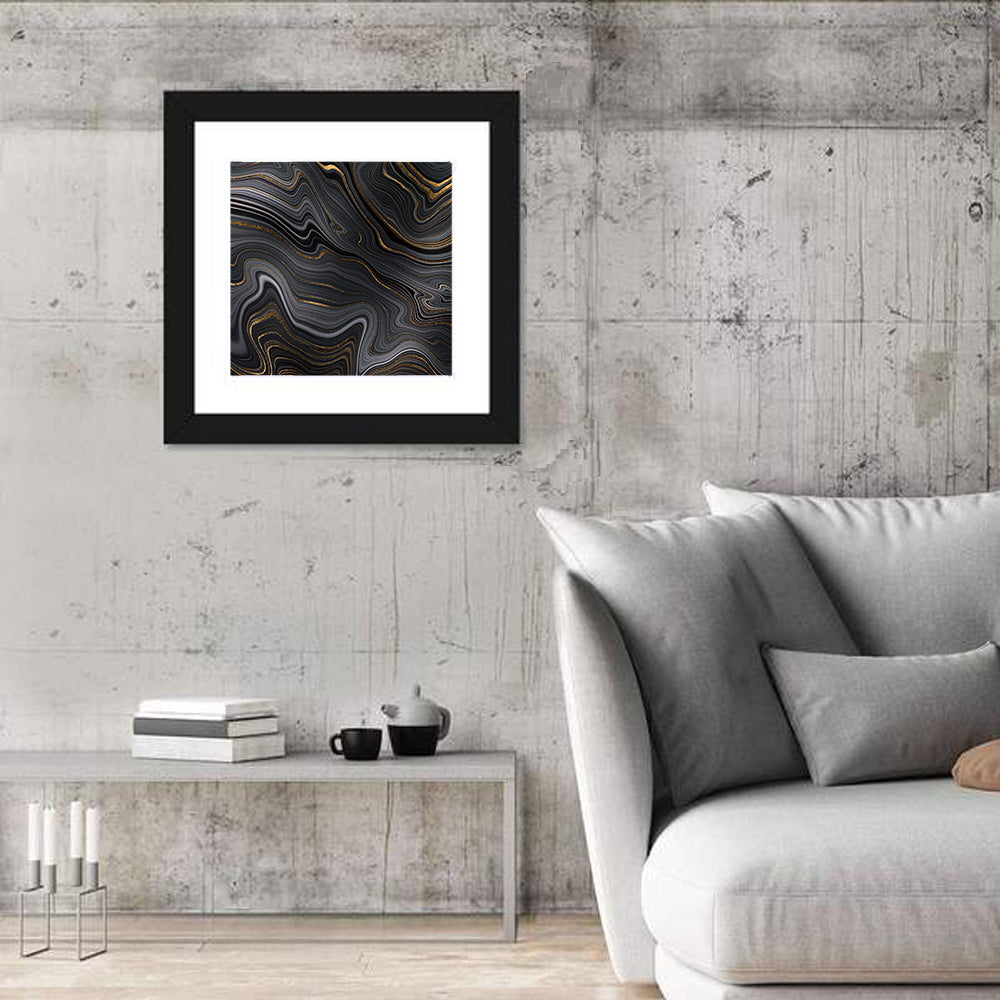 Black Marble with Gold Veins Wall Art