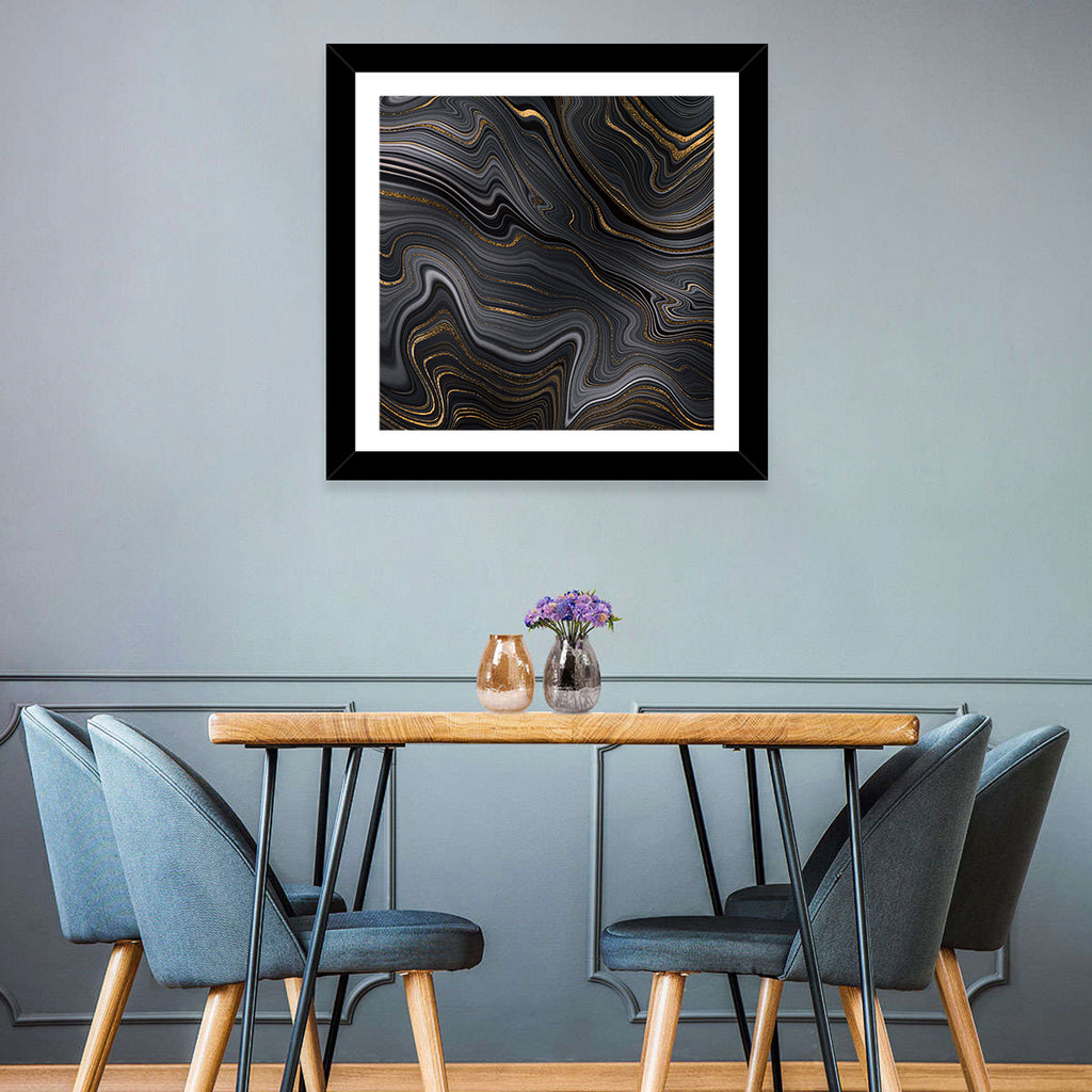 Black Marble with Gold Veins Wall Art