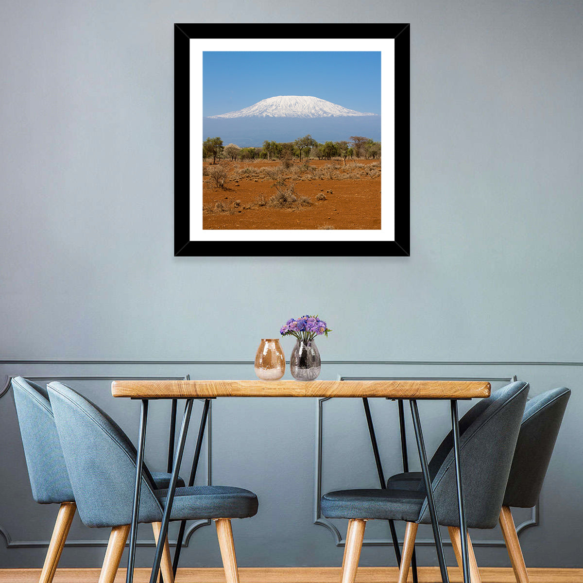 Mount Kilimanjaro Landscape Wall Art in a room, square