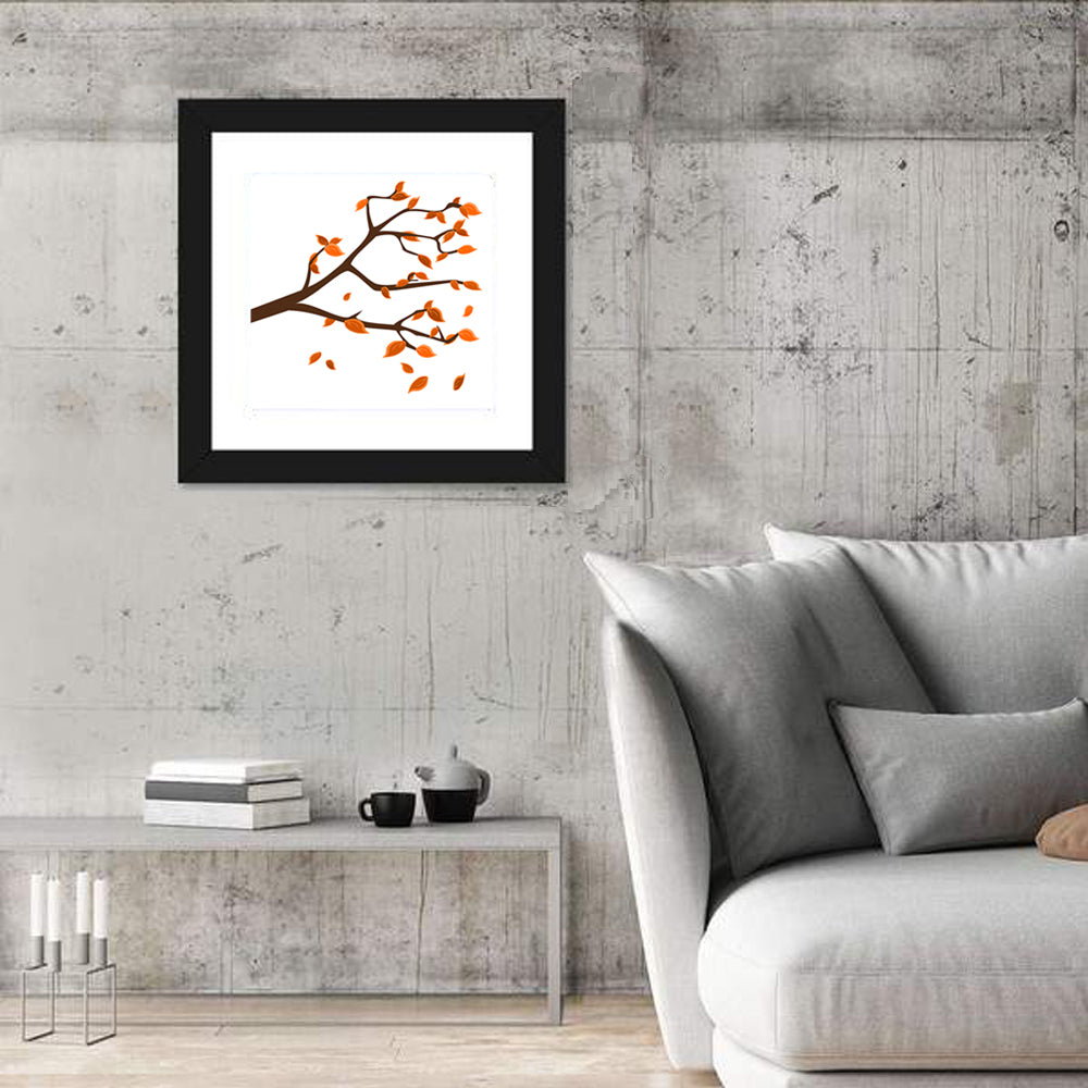 Golden Winter Leaves Illustration Wall Art