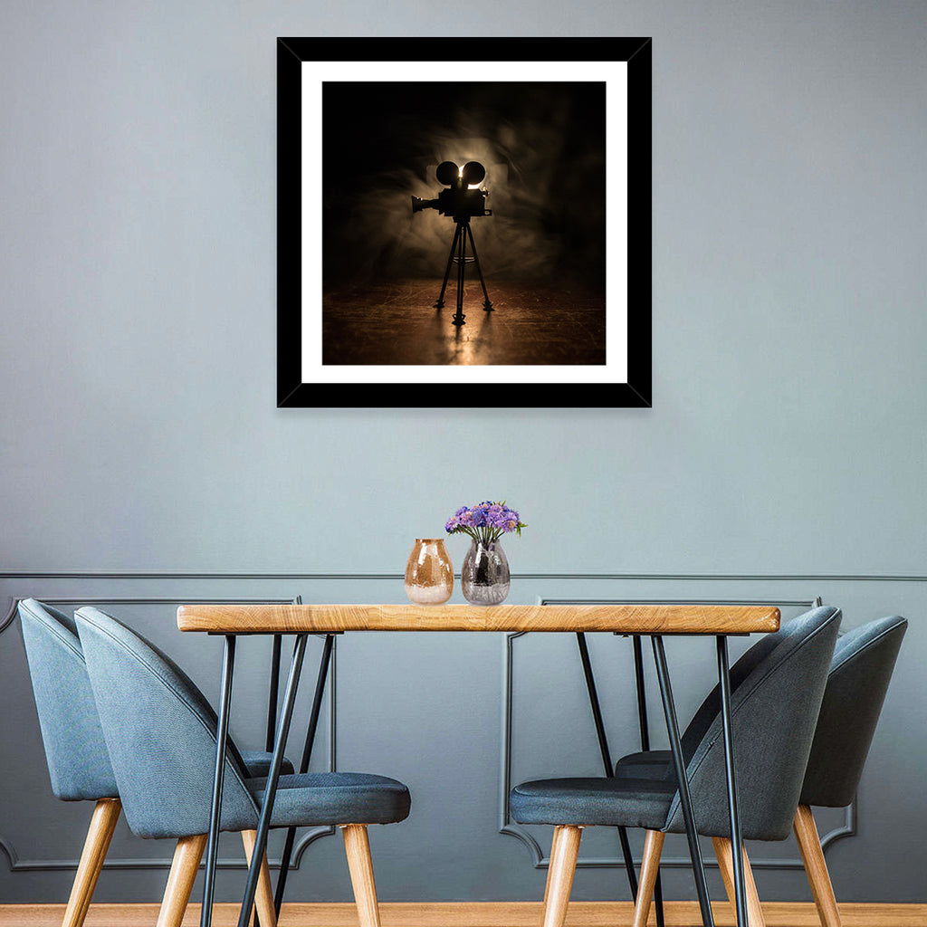 Backlit Vintage Movie Camera Wall Art