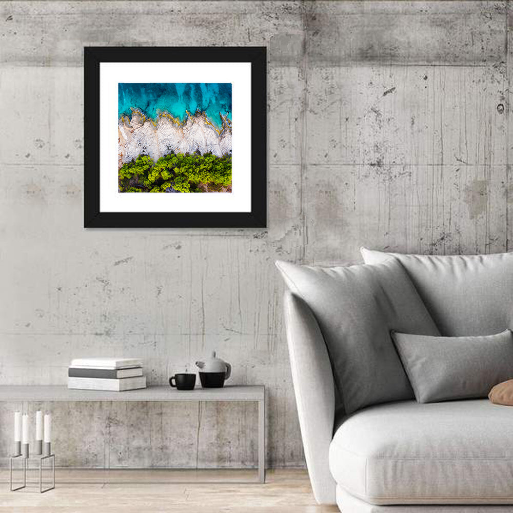 Croatian Coastscape Wall Art in a room, square