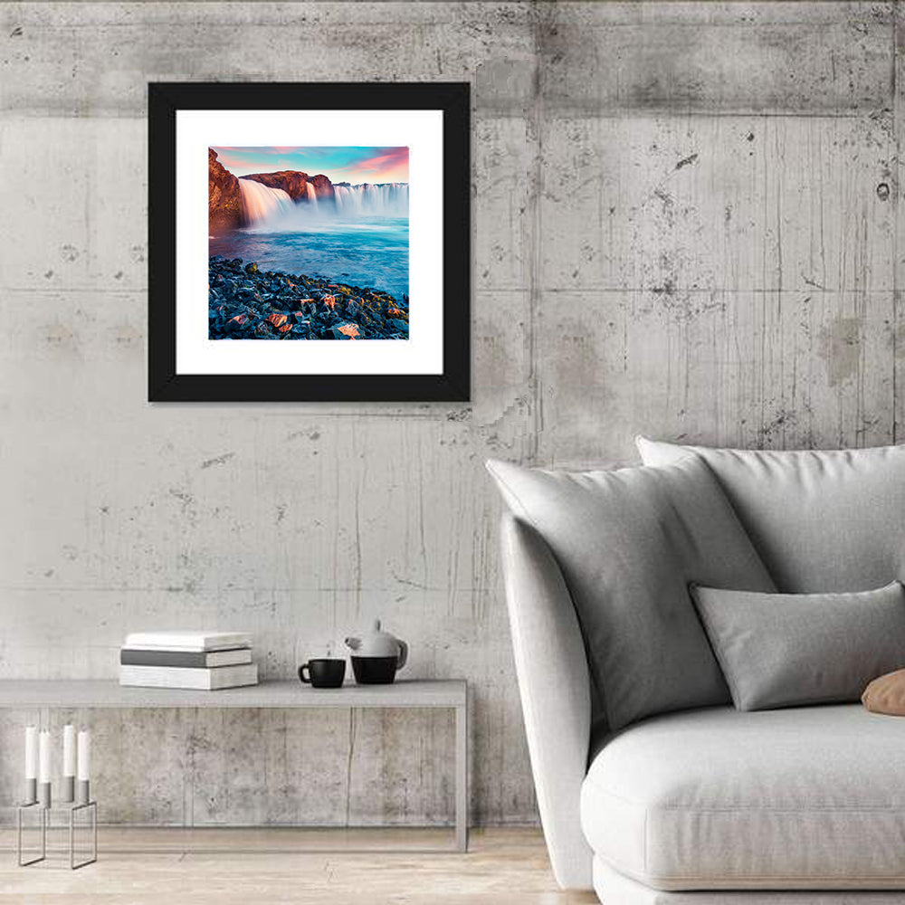 Goðafoss Waterfall at Sunset Wall Art