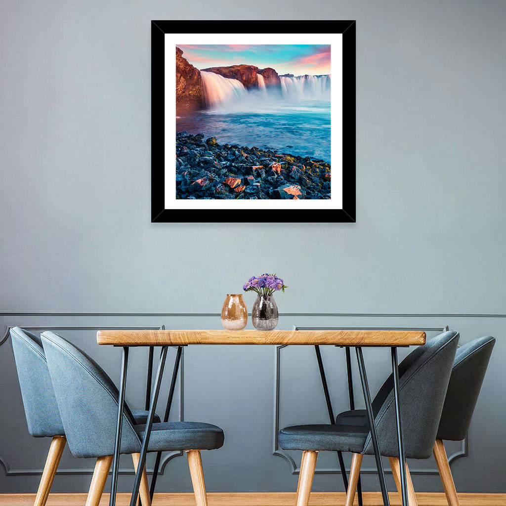 Goðafoss Waterfall at Sunset Wall Art