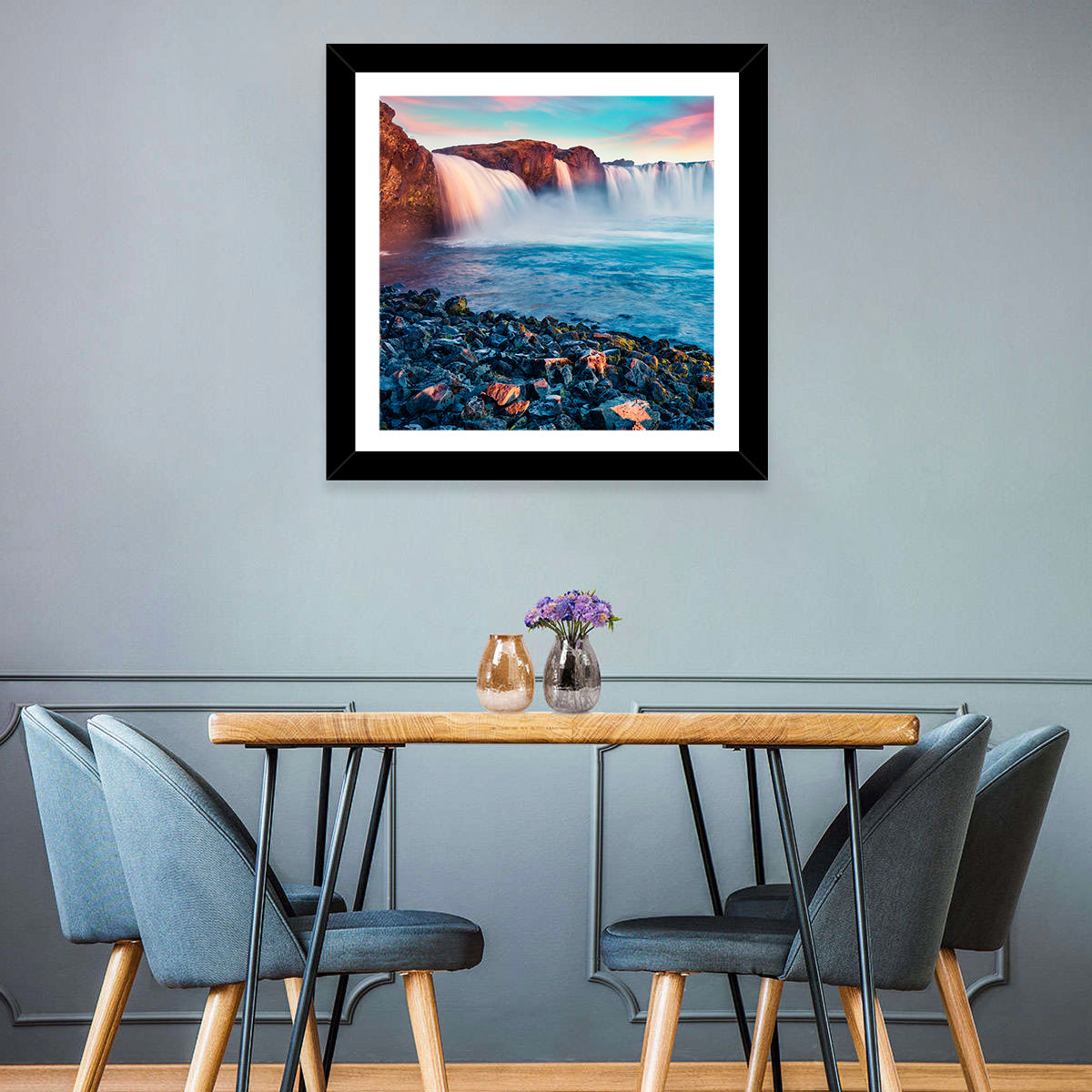 Goðafoss Waterfall at Sunset Wall Art