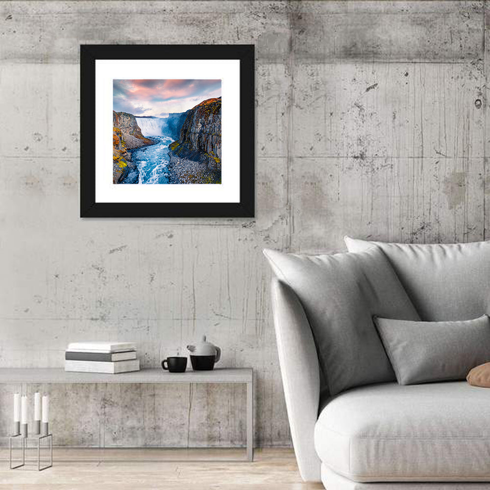 Dettifoss Waterfall Wall Art in a room, square