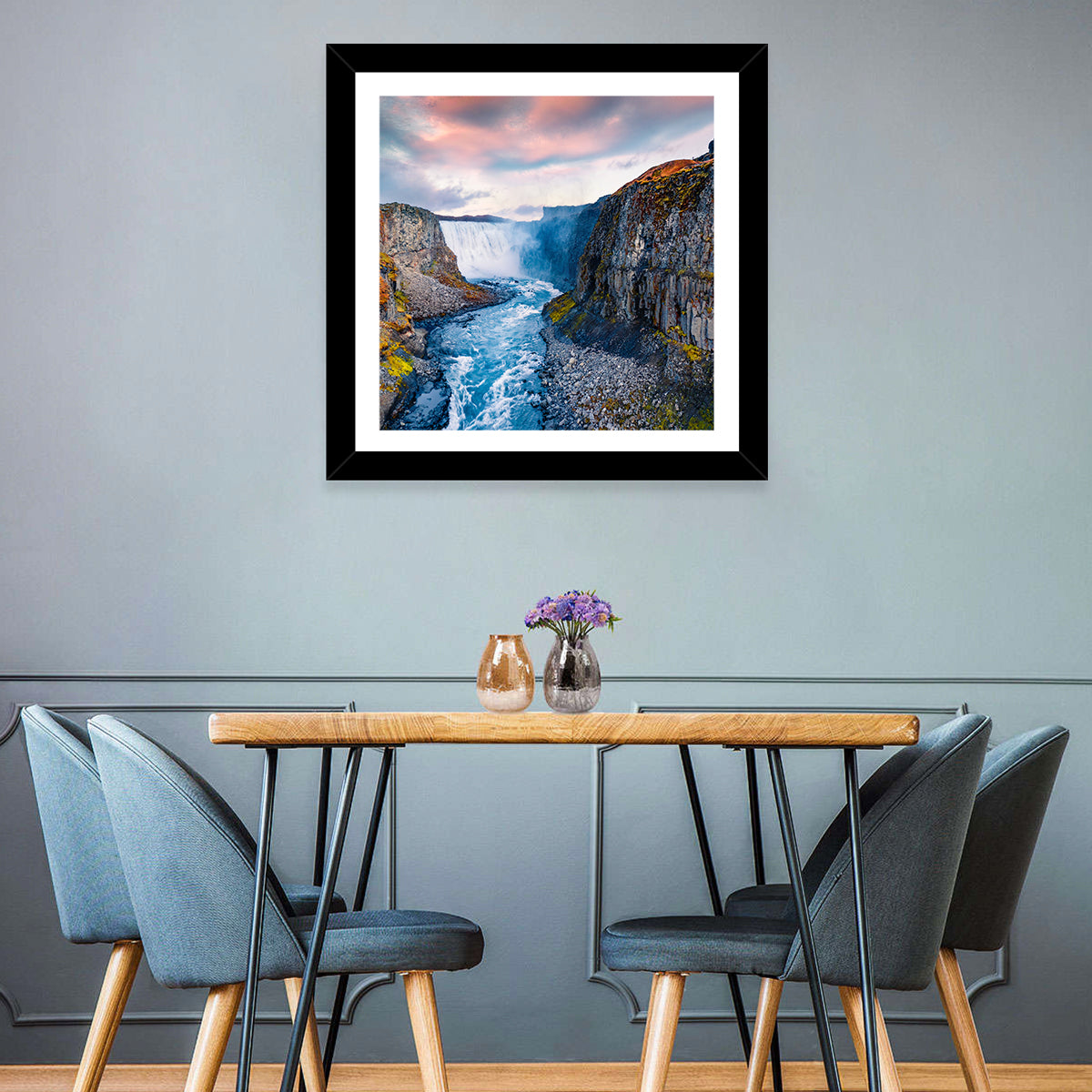 Dettifoss Waterfall Wall Art in a room, square