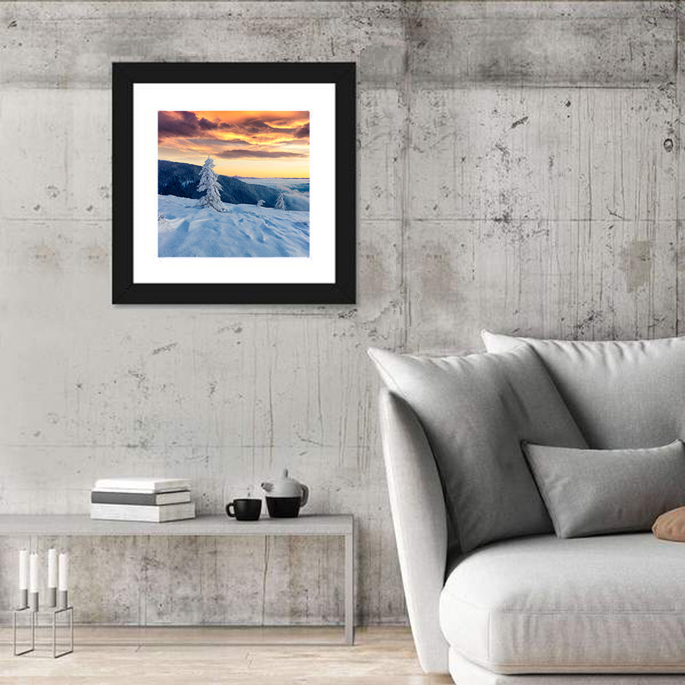 Carpathian Sunrise Wall Art in a room, square