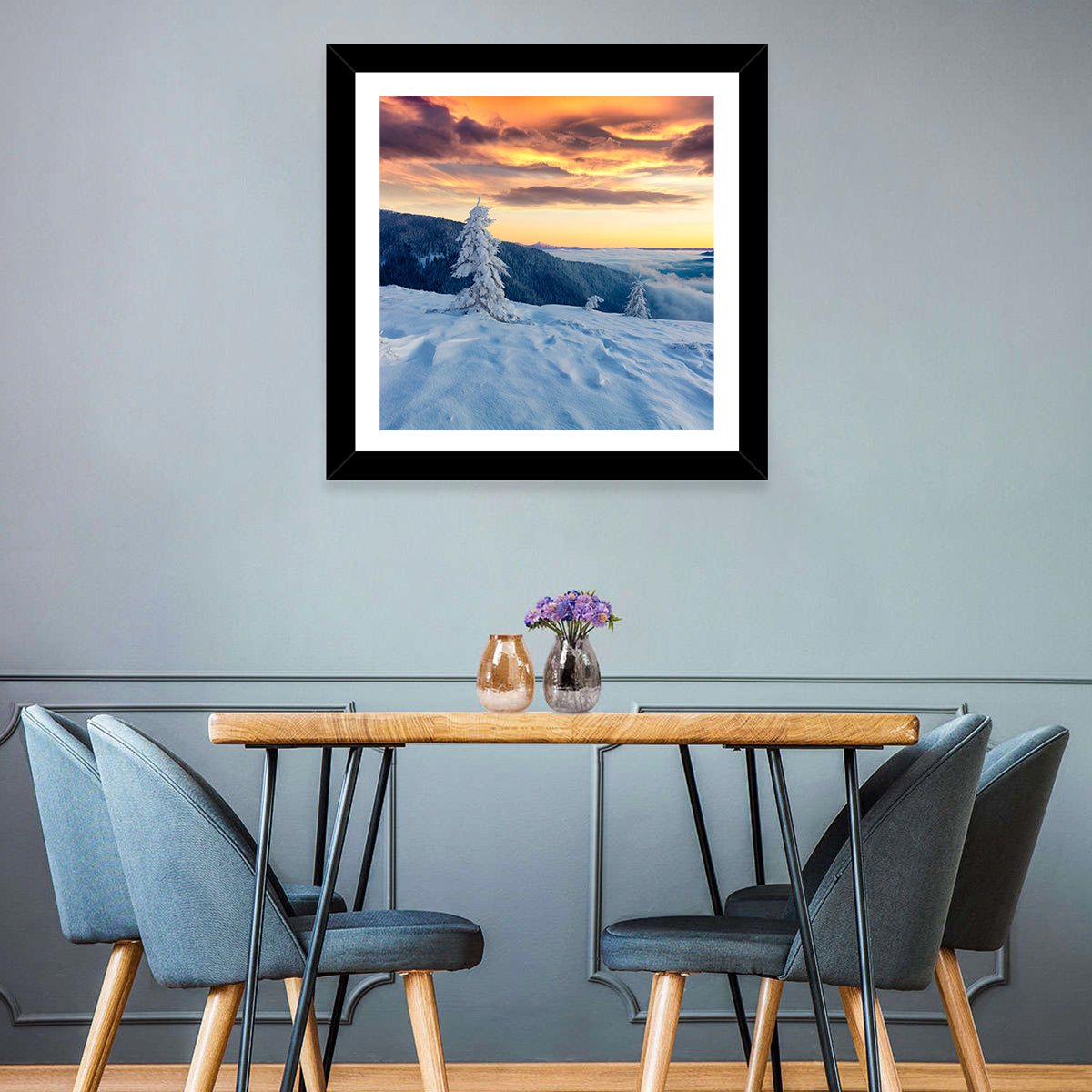 Carpathian Sunrise Wall Art in a room, square