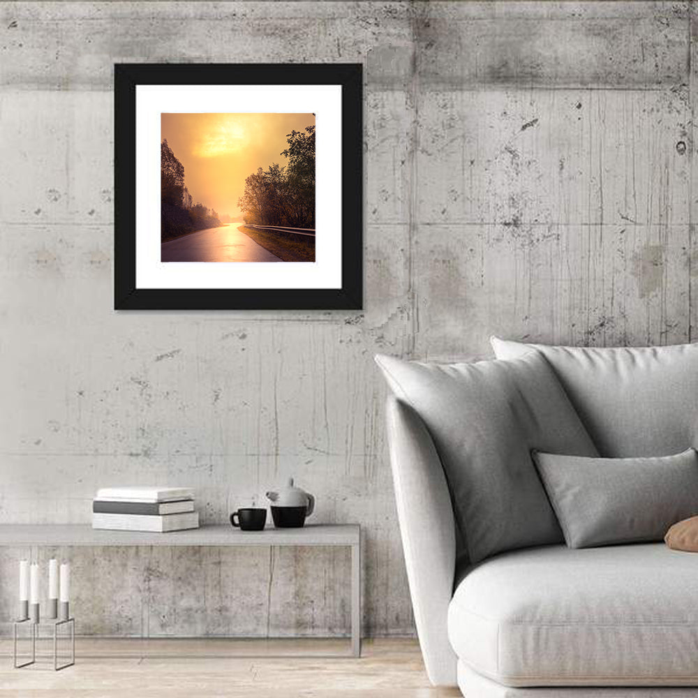 Windy Misty Forest Road Wall Art