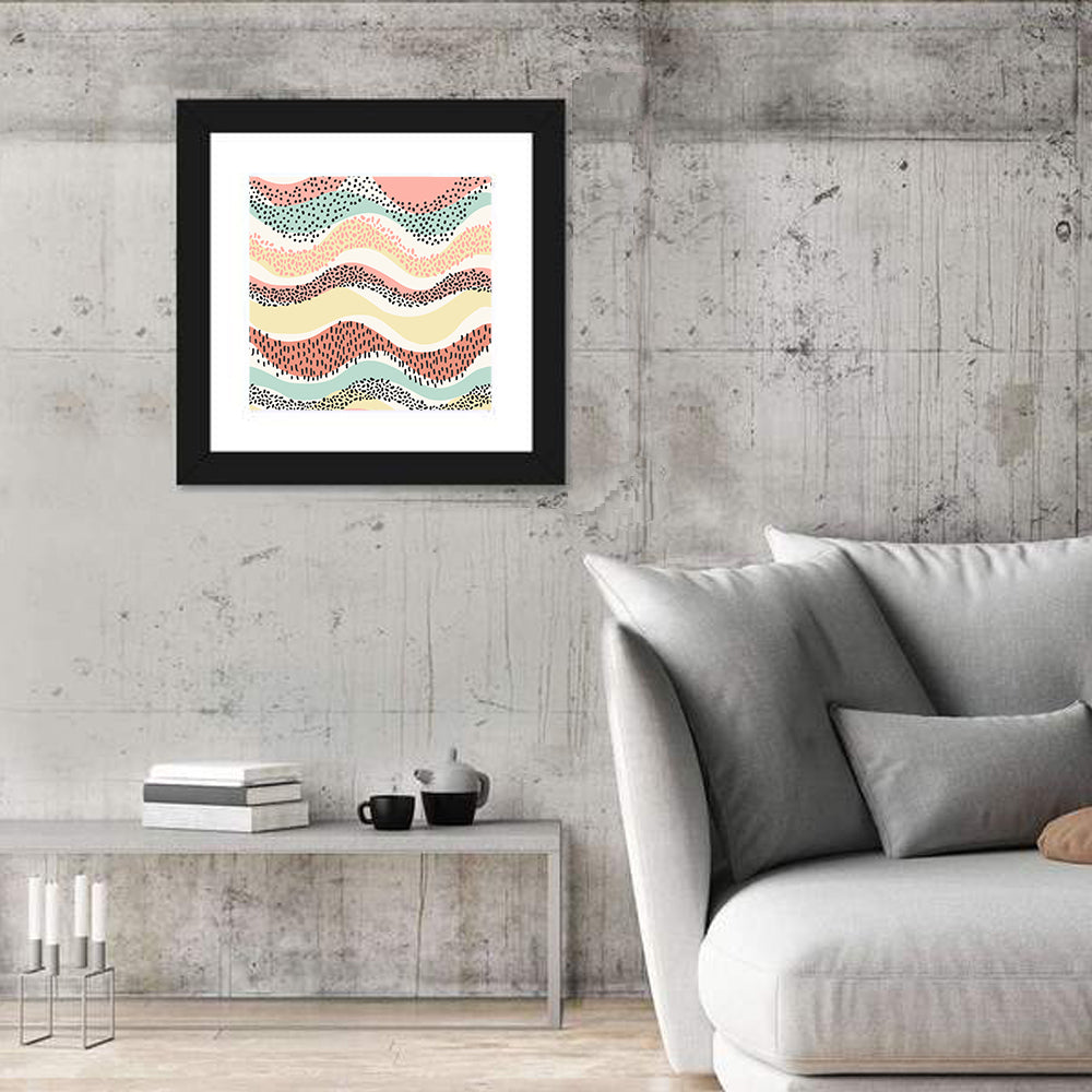 Wavy Color Block Pattern Wall Art in a room, square