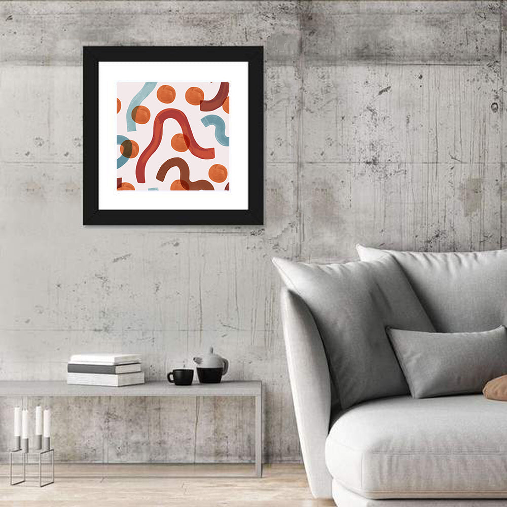 Playful Watercolor Worms Abstract Wall Art in a room, square