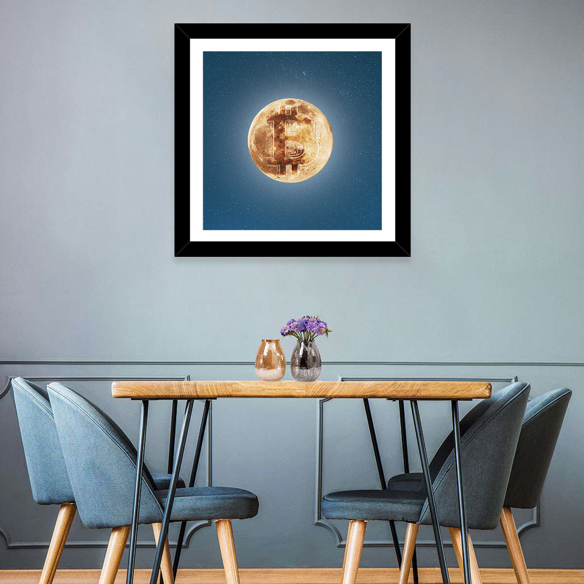 Bitcoin On Moon Wall Art