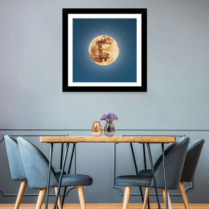 Bitcoin On Moon Wall Art