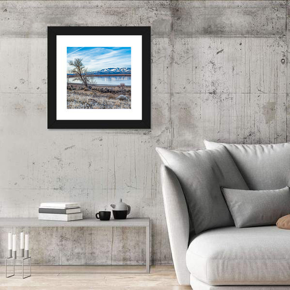 Winter Washoe Lake Morning Wall Art in a room, square