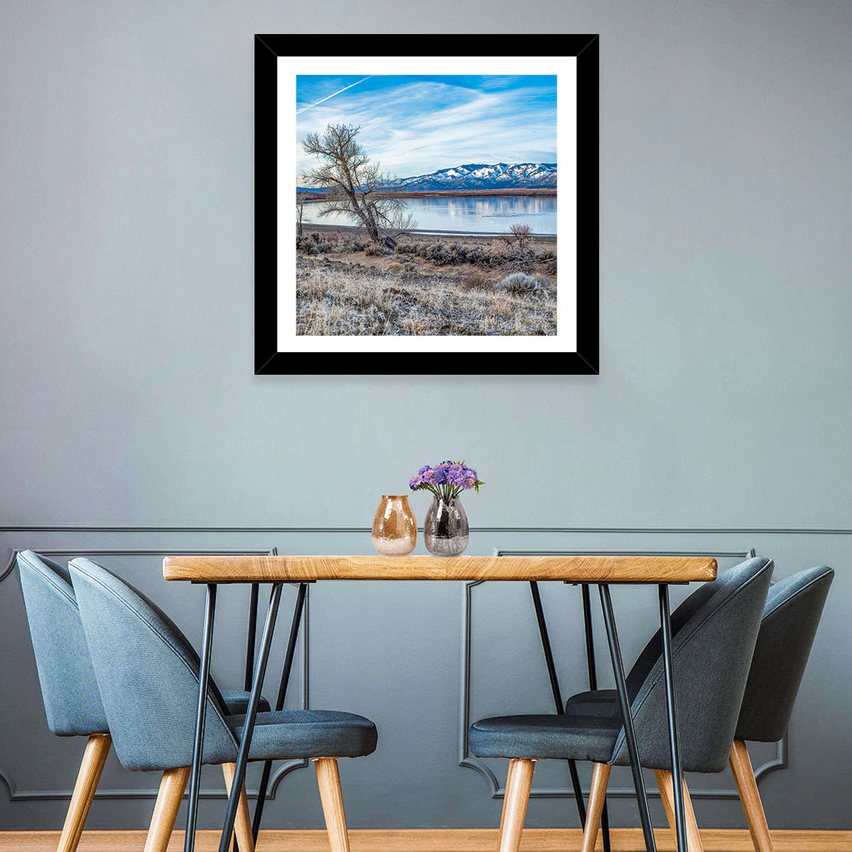 Winter Washoe Lake Morning Wall Art in a room, square