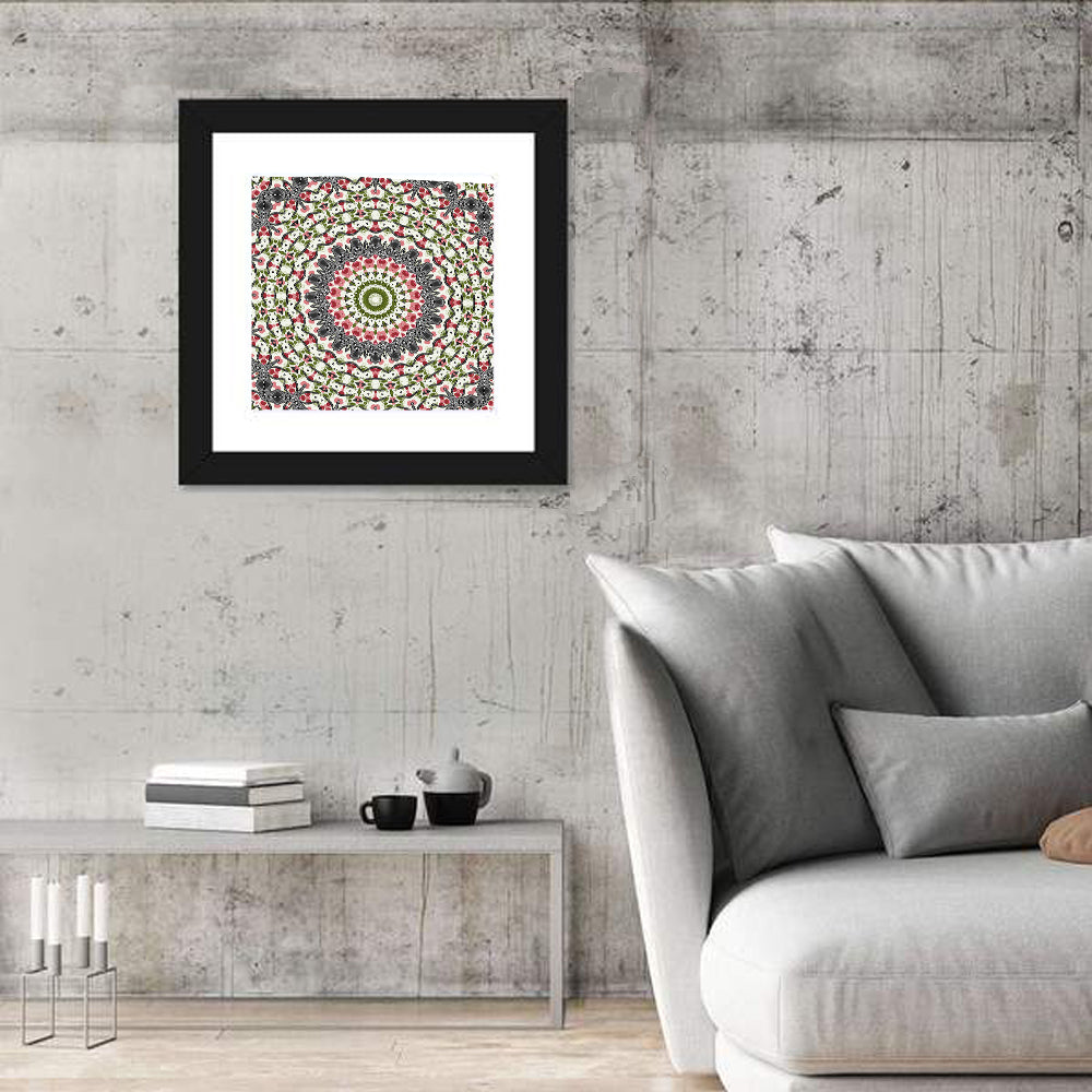 Cherry Mosaic Mandala Wall Art in a room, square