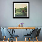 Misty Long-tail Boat on River Kwai Wall Art