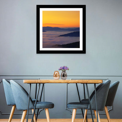 Cloudy Mountains Sunset Wall Art