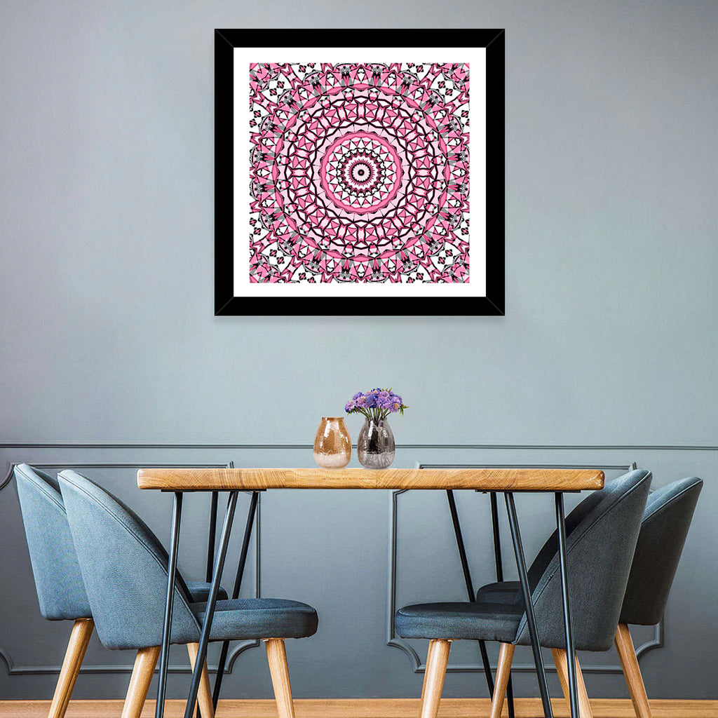 Pink Mosaic Kaleidoscope Mandala Wall Art